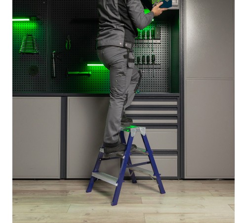 Стремянка двусторонняя 3 ступени, стальная, Сибртех