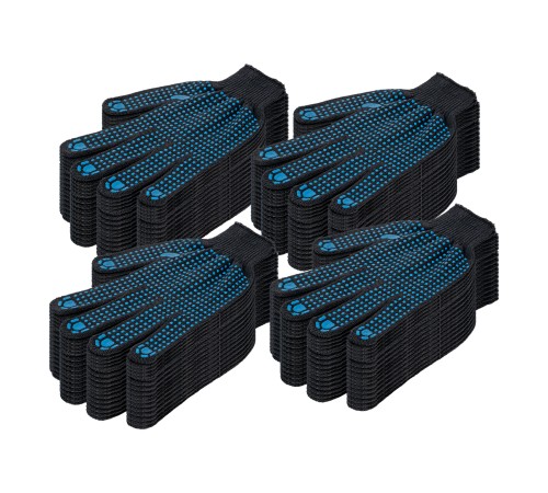 Перчатки трикотажные, х/б, 200 пар, ПВХ точка, 4 нити, 10 класс Сибртех