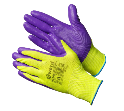 Перчатки Gward Hi-Vis нейлоновые с нитриловым покрытием, N1001