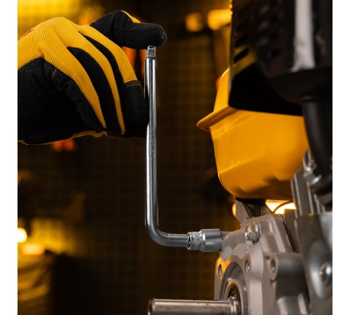 Вороток Г-образный, 150*40 мм, квадрат 1/4", CrV, матовый хром Denzel