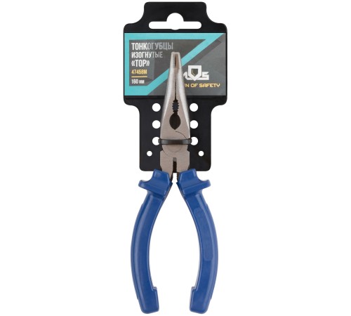 Тонкогубцы изогнутые "Тор", инстр. сталь, пластиковые ручки 160 мм MOS