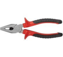 Плоскогубцы комбинированные "Оптима", двухцветные обрезиненные ручки, полированная сталь 180 мм КУРС