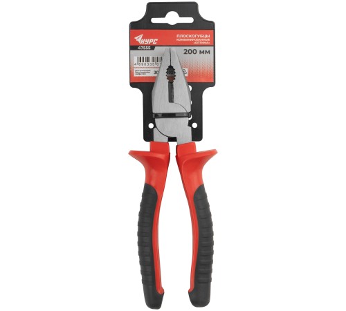 Плоскогубцы комбинированные "Оптима", двухцветные обрезиненные ручки, полированная сталь 200 мм КУРС Плоскогубцы комбинированные "Оптима", двухцветные обрезиненные ручки, полированная сталь 200 мм КУРС