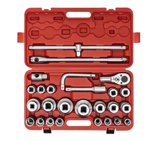 Набор торцевых головок, квадрат, 3/4-1, головки 21 х 65 мм, 26 предметов, пластиковый бокс Matrix