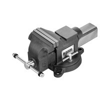 Тиски слесарные BVH-125, 125 мм, поворотные, стальная направляющая, с наковальней //Denzel