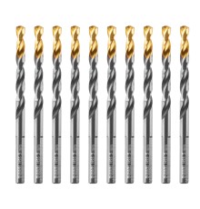 Сверло по металлу, 5 мм, HSS-Tin, Golden Tip, 10 шт. Denzel