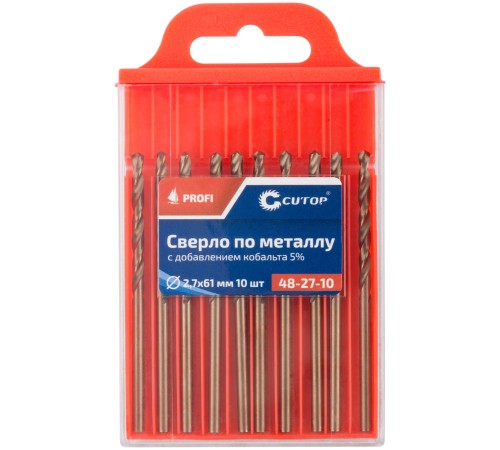 Сверло по металлу Cutop Profi с кобальтом 5%, 2,7 x 61 мм (10 шт) CUTOP Сверло по металлу Cutop Profi с кобальтом 5%, 2,7 x 61 мм (10 шт) CUTOP