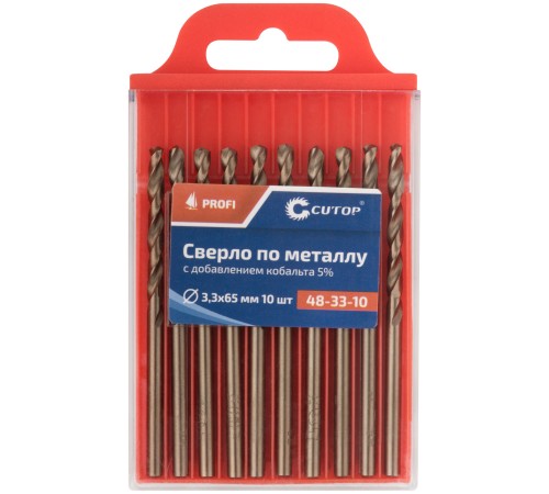 Сверло по металлу Cutop Profi с кобальтом 5%, 3,3 x 65 мм (10 шт) CUTOP Сверло по металлу Cutop Profi с кобальтом 5%, 3,3 x 65 мм (10 шт) CUTOP