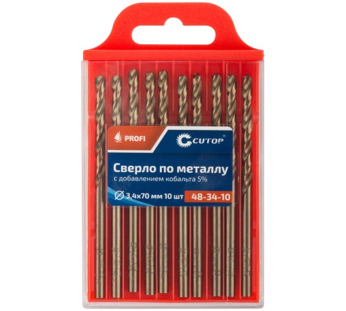 Сверло по металлу Cutop Profi с кобальтом 5%, 3,4 x 70 мм (10 шт) CUTOP Сверло по металлу Cutop Profi с кобальтом 5%, 3,4 x 70 мм (10 шт) CUTOP