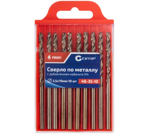 Сверло по металлу Cutop Profi с кобальтом 5%, 3,5 x 70 мм (10 шт) CUTOP Сверло по металлу Cutop Profi с кобальтом 5%, 3,5 x 70 мм (10 шт) CUTOP