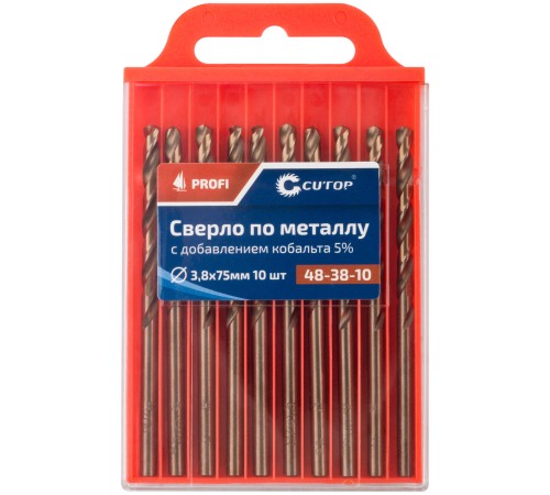 Сверло по металлу Cutop Profi с кобальтом 5%, 3,8 x 75 мм (10 шт) CUTOP