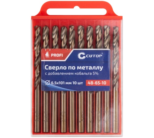 Сверло по металлу Cutop Profi с кобальтом 5%, 6,5 x 101 мм (10 шт) CUTOP Сверло по металлу Cutop Profi с кобальтом 5%, 6,5 x 101 мм (10 шт) CUTOP