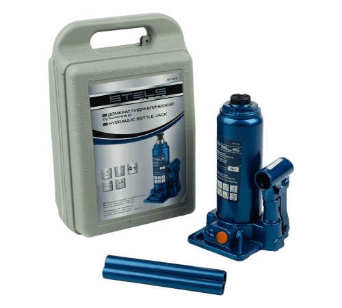 Домкрат гидравлический бутылочный, 4 т, H подъема 195-380 мм, в пластиковом кейсе Stels