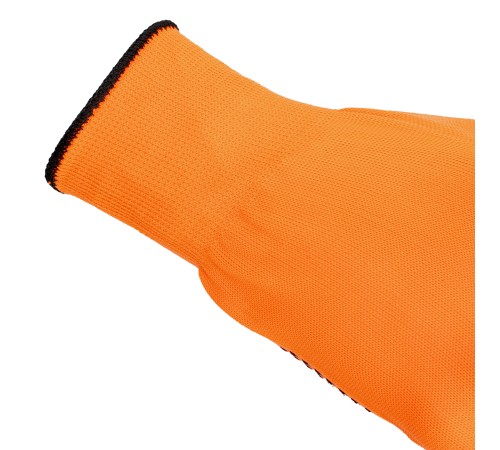 Перчатки трикотажные, синтетическая нить, ПВХ-гель точка, цвет: оранжевый, L, 13 класс Сибртех