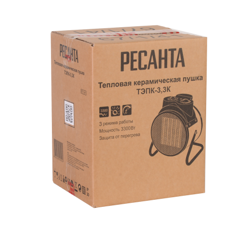 Тепловая электрическая пушка ТЭПК-3K (ТЭПК-3,3K) (керам.нагрев.элемент) круглый корпус Ресанта