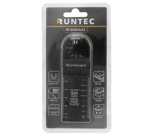 RUNTEC RT-OCB34x55 Насадка для МФИ (реноватора) RUNTEC BiM пильная прямая 34x55 мм по дереву, пластику и металлу RUNTEC RT-OCB34x55 Насадка для МФИ (реноватора) RUNTEC BiM пильная прямая 34x55 мм по дереву, пластику и металлу