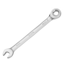 Ключ комбинированный трещоточный, 11 мм, CrV, матовый хром Denzel