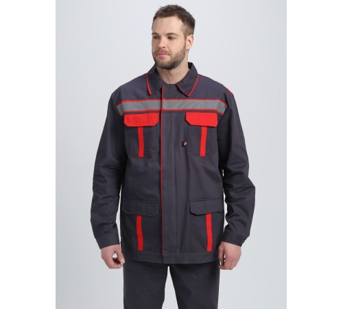 Костюм ИТР СОП UZ (тк.Саржа,250) брюки, т.серый/красный Костюм ИТР СОП UZ (тк.Саржа,250) брюки, т.серый/красный