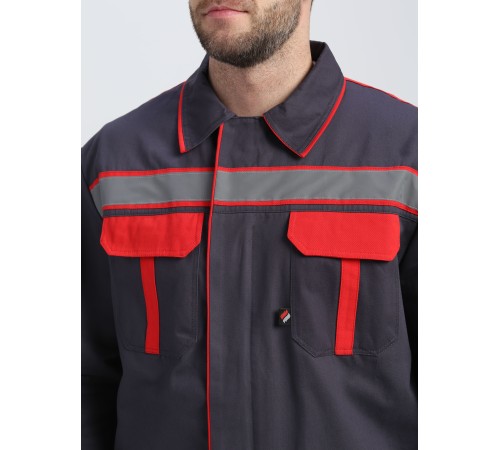 Костюм ИТР СОП UZ (тк.Саржа,250) брюки, т.серый/красный Костюм ИТР СОП UZ (тк.Саржа,250) брюки, т.серый/красный