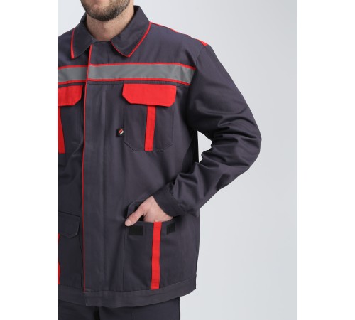Костюм ИТР СОП UZ (тк.Саржа,250) брюки, т.серый/красный Костюм ИТР СОП UZ (тк.Саржа,250) брюки, т.серый/красный