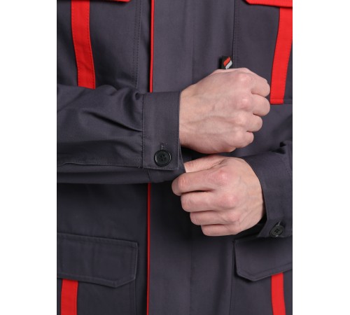 Костюм ИТР СОП UZ (тк.Саржа,250) брюки, т.серый/красный Костюм ИТР СОП UZ (тк.Саржа,250) брюки, т.серый/красный
