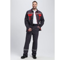 Костюм ИТР СОП UZ (тк.Саржа,250) брюки, т.серый/красный