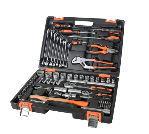 Набор инструментов, 1/2", 1/4", CrV, пластиковый кейс 76 предмета Вихрь