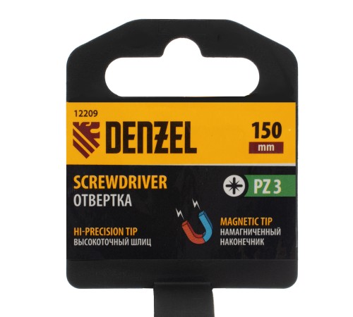 Отвертка PZ3x150 мм, CrV, трехкомпонентная рукоятка Denzel Отвертка PZ3x150 мм, CrV, трехкомпонентная рукоятка Denzel
