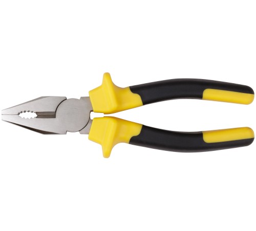 Плоскогубцы комбинированные "Старт" черно-желтые прорезиненные ручки, хром-никелевое покрытие 180 мм FIT IT Плоскогубцы комбинированные "Старт" черно-желтые прорезиненные ручки, хром-никелевое покрытие 180 мм FIT IT