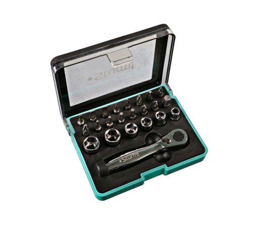 Набор бит и головок торцевых, трещотка 72 зуба, 22 предмета, Sturm!
