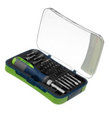 Отвертка реверсивная с набором бит и торцевыми головками, 35 шт, CrV Сибртех