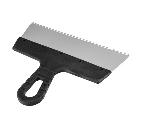 Шпатель из нержавеющей стали, 250 мм, зуб 4 х 4 мм, пластмассовая ручка Sparta