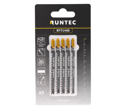 RUNTEC RT-T144D Пилки для лобзика по дереву RUNTEC T 144 D, HCS, 5 шт