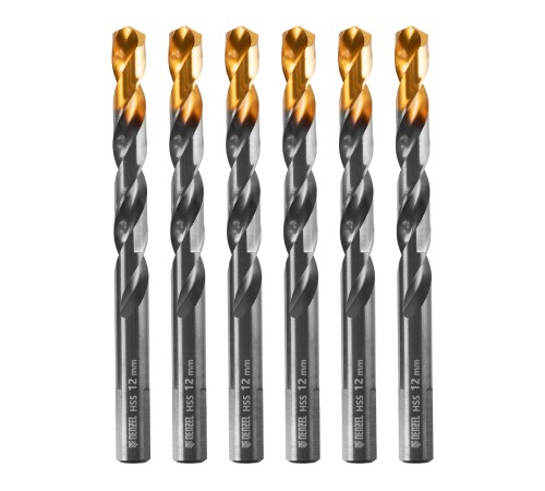 Сверло по металлу, 12 мм, HSS-Tin, Golden Tip, 6 шт. Denzel Сверло по металлу, 12 мм, HSS-Tin, Golden Tip, 6 шт. Denzel