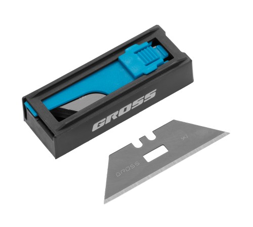 Лезвия, 19 мм, SK2 Black, трапециевидные, выдвижной пластиковый пенал, 10 шт. Gross