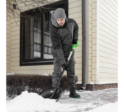 Лопата для уборки снега пластиковая, 400х417х1390 мм, алюминиевый черенок Palisad