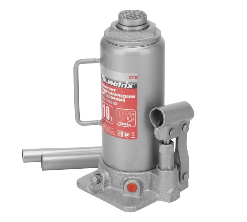 Домкрат гидравлический бутылочный, 10 т, высота подъема 230-460 мм Matrix