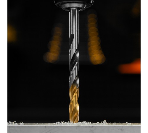 Сверло спиральное по металлу 8 x 117мм, Р6М5, Golden Tip, многогранная заточка Denzel