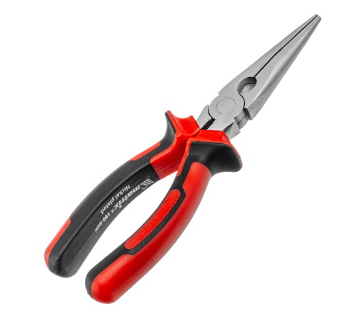 Длинногубцы прямые Nickel, 180 мм, никелированные, двухкомпонентные рукоятки Matrix