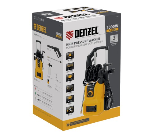 Моечная машина высокого давления R-180iD, 2000 Вт, 180 бар, 420 л/ч, асинх. двиг., бараб.// Denzel