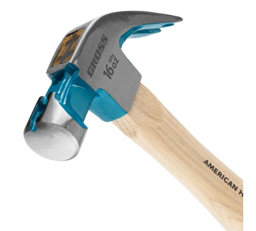 Молоток-гвоздодер, 450 г, угол 45, магнит, обрезиненная рукоятка American hickory GROSS Молоток-гвоздодер, 450 г, угол 45, магнит, обрезиненная рукоятка American hickory GROSS