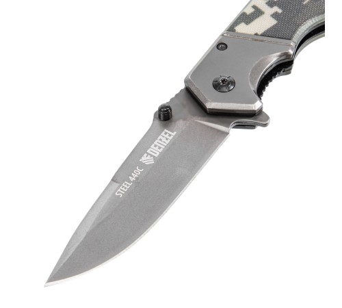 Нож складной, многоцелевой, системы Liner-Lock, с накладкой G10 на эргономичной рукоятке Denzel Нож складной, многоцелевой, системы Liner-Lock, с накладкой G10 на эргономичной рукоятке Denzel