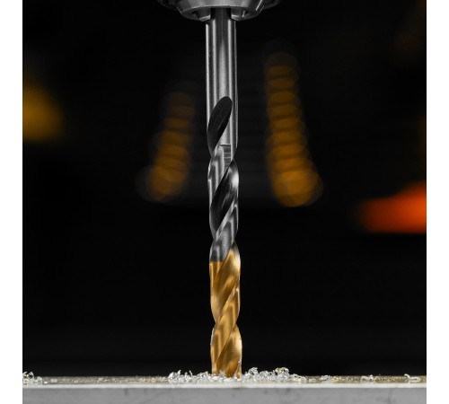 Сверло спиральное по металлу 7,5 x 109мм, Р6М5, Golden Tip, многогранная заточка Denzel