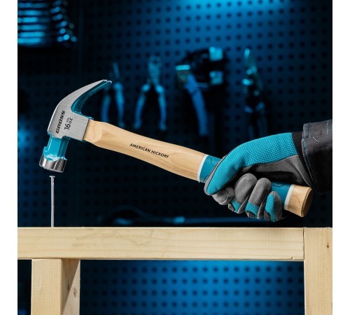 Молоток-гвоздодер, 450 г, угол 45, магнит, обрезиненная рукоятка American hickory GROSS Молоток-гвоздодер, 450 г, угол 45, магнит, обрезиненная рукоятка American hickory GROSS