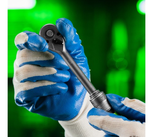 Ключ-трещотка телескопический 1/4", 170-230 мм, 72 зуба, с быстрым сбросом Сибртех