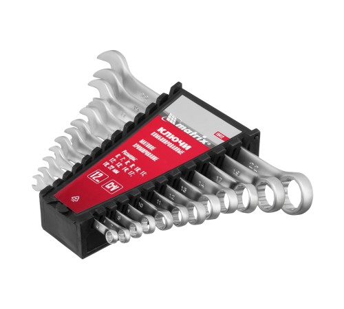 Набор ключей комбинированных, 6-22 мм, 12 шт, CrV, матовый хром Matrix