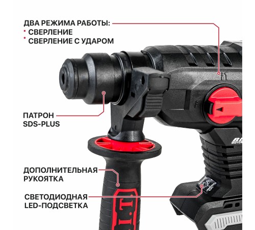 Перфоратор SDS-Plus аккумуляторный бесщёточный P.I.T. PBH20H-22A (без АКБ и ЗУ)
