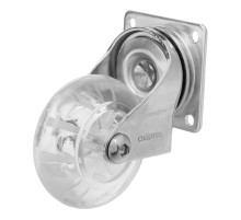 Колесо ПУ прозрачное поворотное d-50 мм, крепление платформенное Сибртех