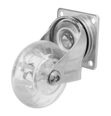 Колесо ПУ прозрачное поворотное d-50 мм, крепление платформенное Сибртех