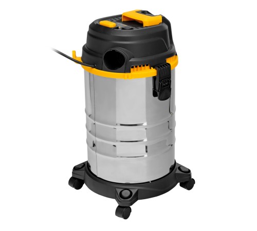 Пылесос строительный RVC30, 1400 Вт, бак 30 л, шланг 3 м, розетка с автосинхр. Denzel